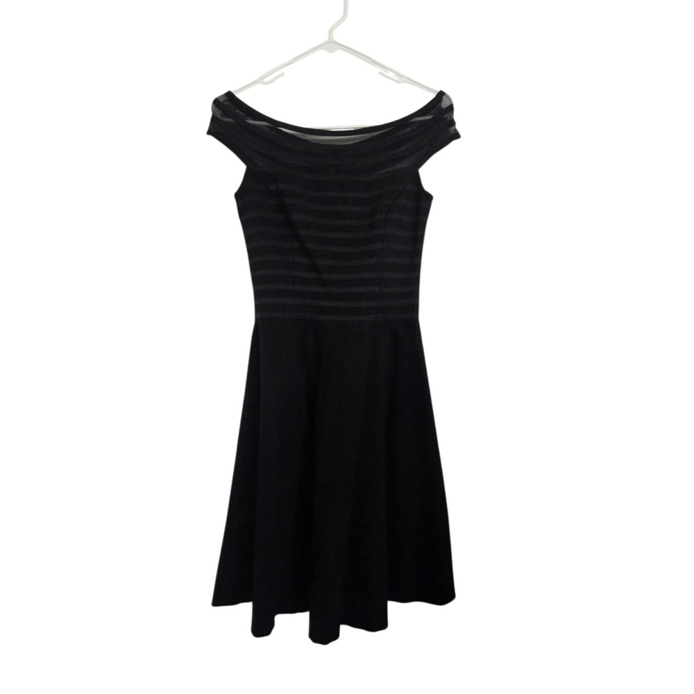 Catherine Malandrino Rhea party dress Black Off Shoulder Fit Flare Sz 0 Cocktail - Picture 7 of 15
